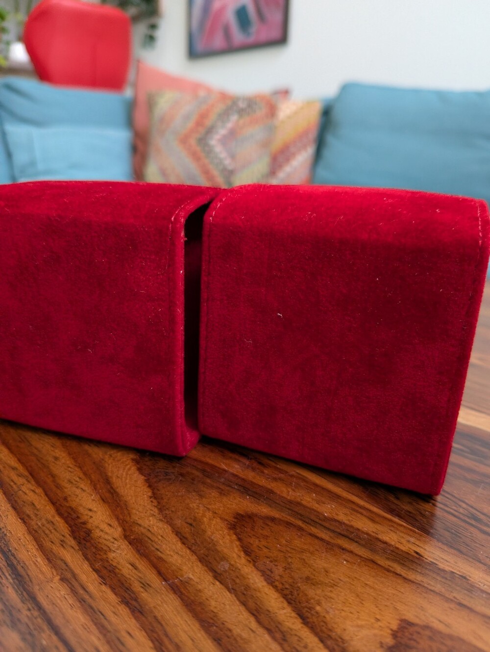 Authentic Cartier Red Velvet Travel Jewelry Pouch Case Duo - Picture 2 of 8